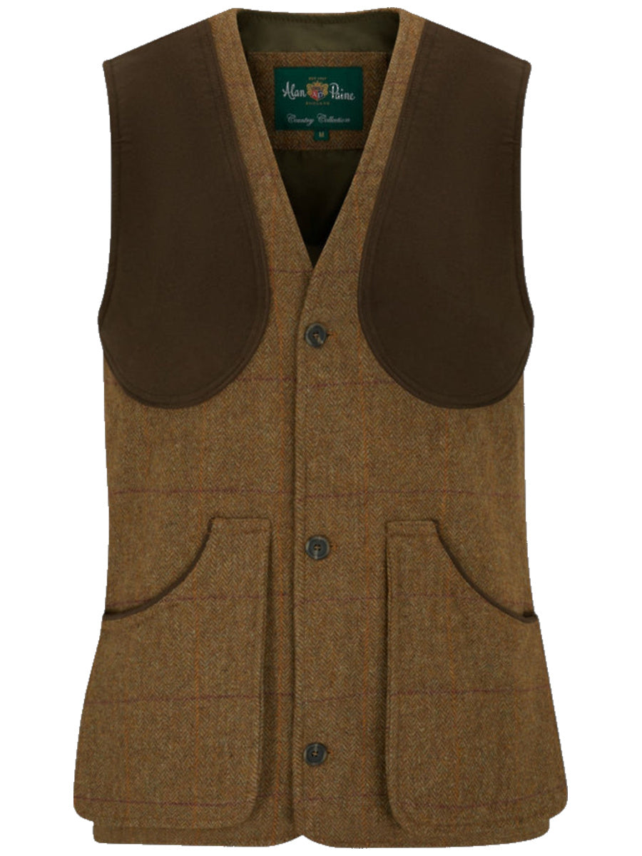 ALAN PAINE Rutland Mens Tweed Shooting Waistcoat - Birch