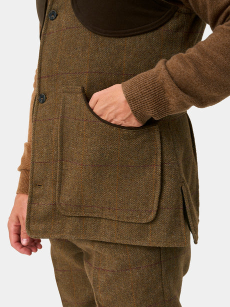 ALAN PAINE Rutland Mens Tweed Shooting Waistcoat - Birch