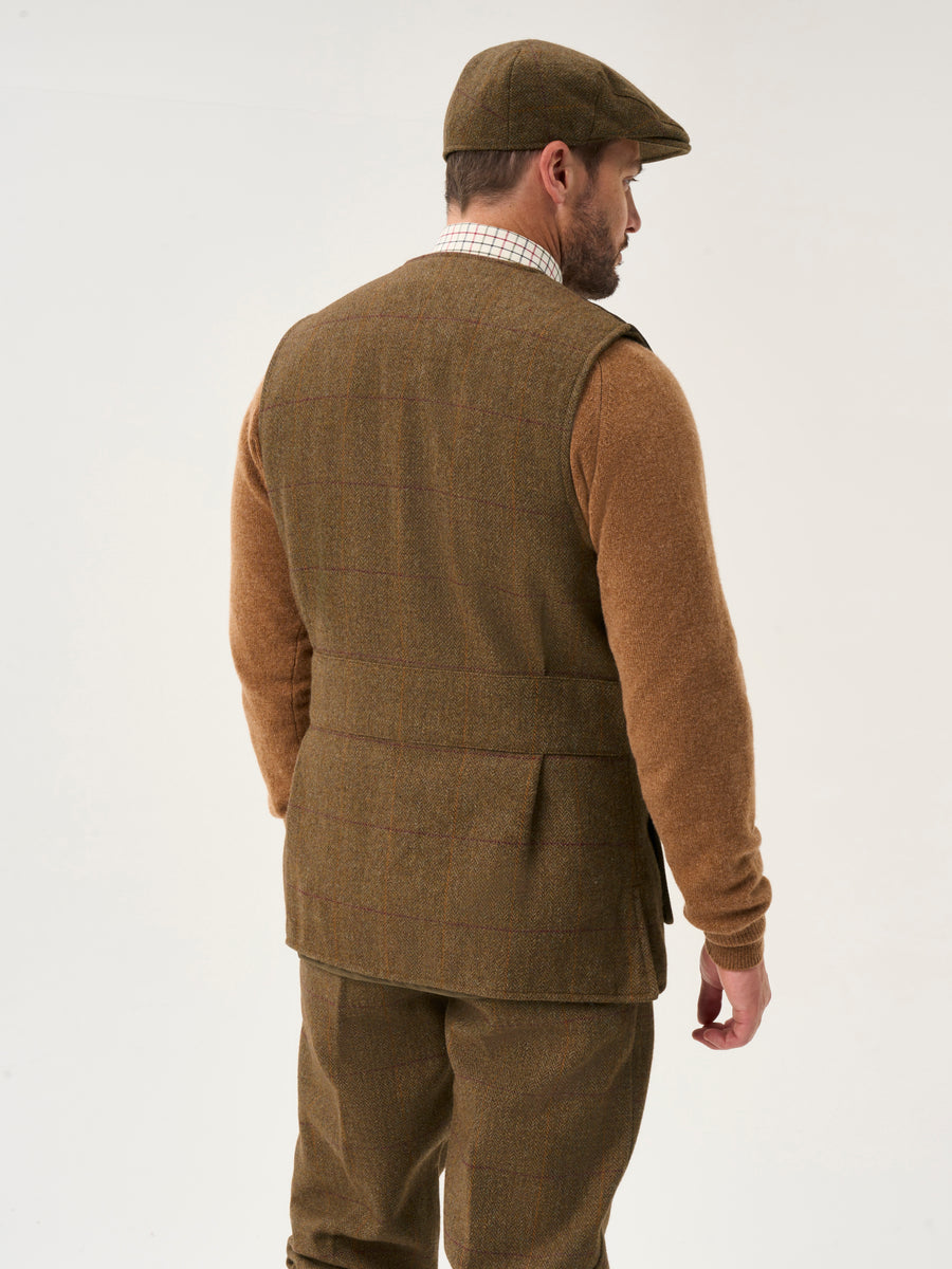 ALAN PAINE Rutland Mens Tweed Shooting Waistcoat - Birch