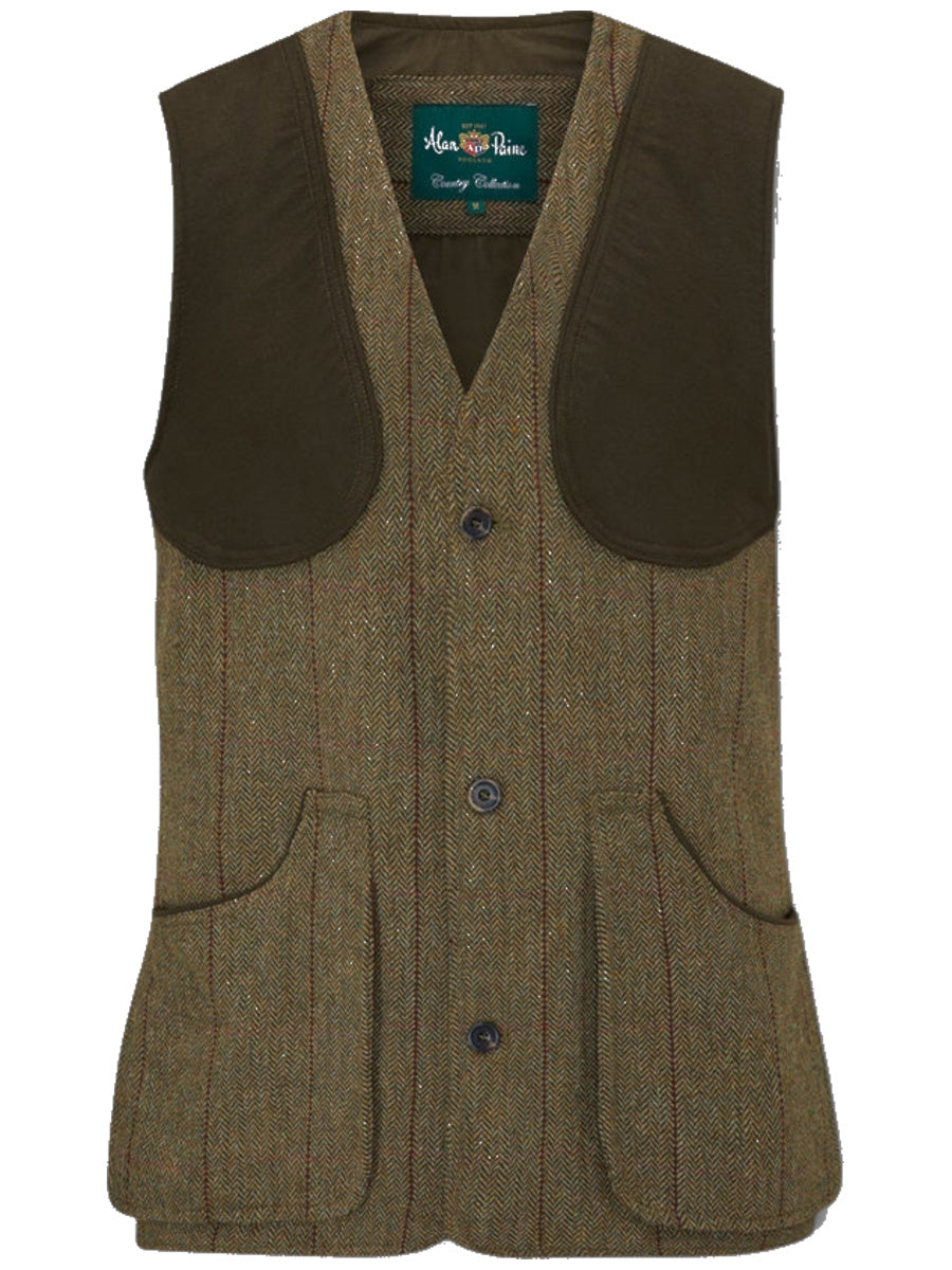 ALAN PAINE Rutland Mens Tweed Shooting Waistcoat - Oakley