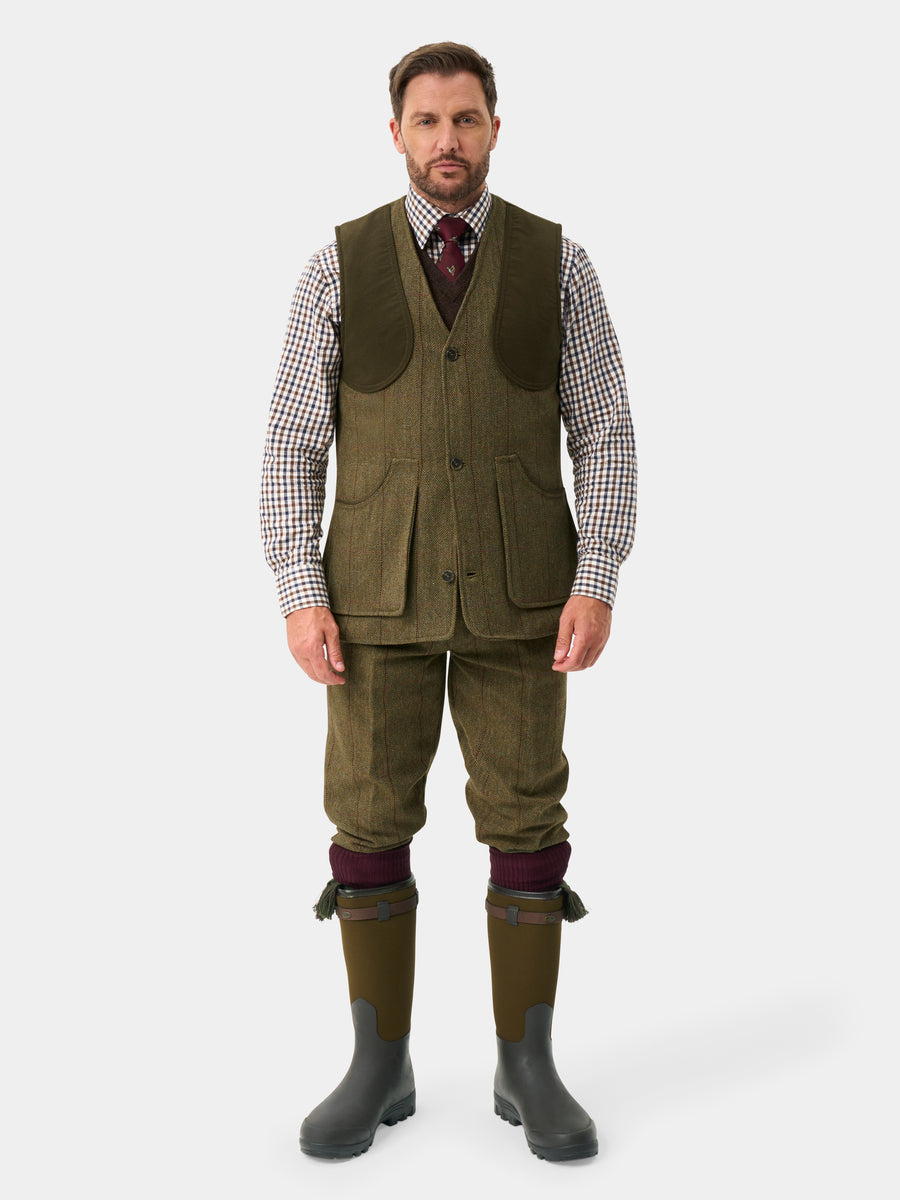 ALAN PAINE Rutland Mens Tweed Shooting Waistcoat - Oakley