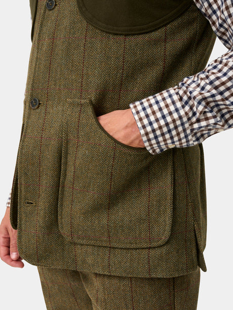 ALAN PAINE Rutland Mens Tweed Shooting Waistcoat - Oakley