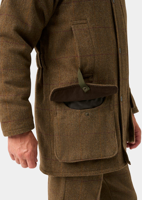 ALAN PAINE Rutland Mens Tweed Waterproof Shooting Coat - Birch