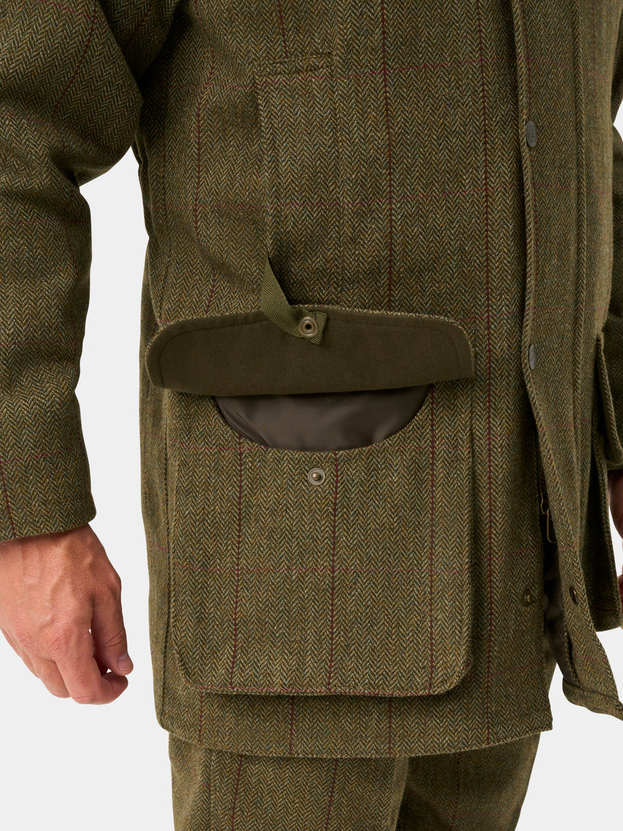ALAN PAINE Rutland Mens Tweed Waterproof Shooting Coat - Oakley