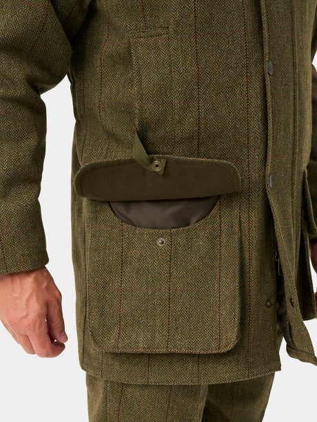 ALAN PAINE Rutland Mens Tweed Waterproof Shooting Coat - Oakley