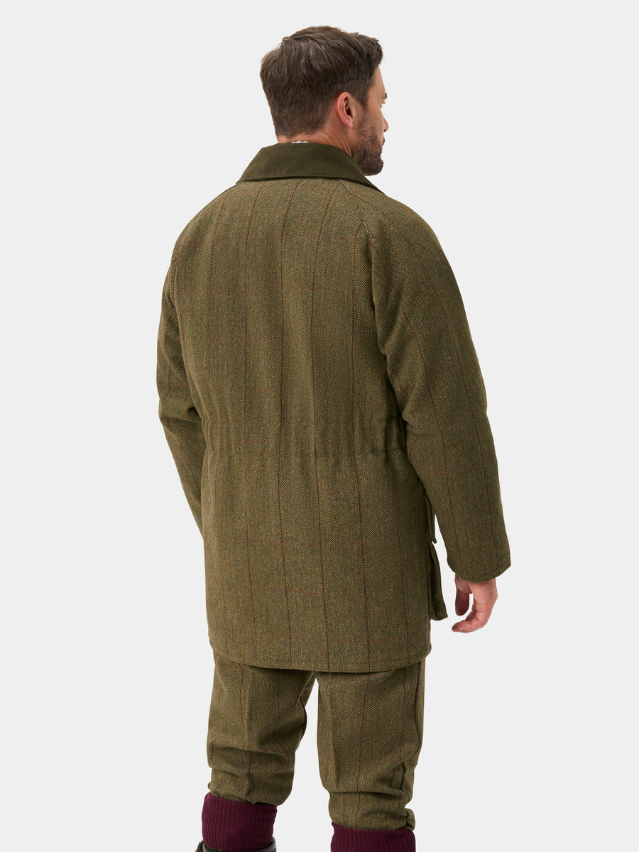 ALAN PAINE Rutland Mens Tweed Waterproof Shooting Coat - Oakley