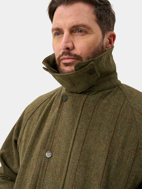 ALAN PAINE Rutland Mens Tweed Waterproof Shooting Coat - Oakley