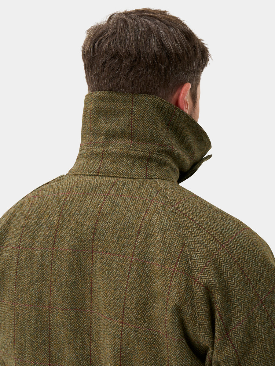 ALAN PAINE Rutland Mens Tweed Waterproof Shooting Coat - Oakley