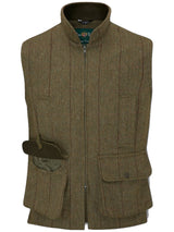 ALAN PAINE Rutland Mens Tweed Zip Waistcoat - Oakley