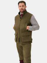 ALAN PAINE Rutland Mens Tweed Zip Waistcoat - Oakley