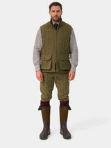 ALAN PAINE Rutland Mens Tweed Zip Waistcoat - Oakley
