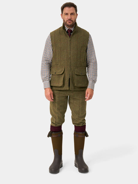 ALAN PAINE Rutland Mens Tweed Zip Waistcoat - Oakley