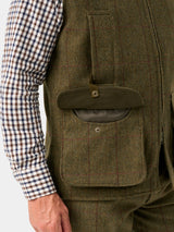 ALAN PAINE Rutland Mens Tweed Zip Waistcoat - Oakley