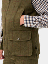 ALAN PAINE Rutland Mens Tweed Zip Waistcoat - Oakley