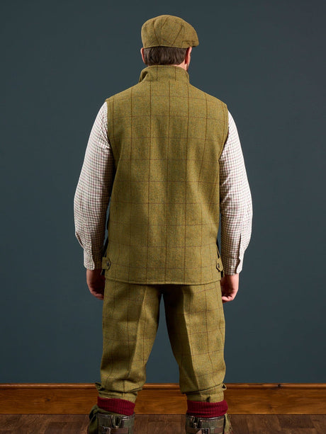 Alan Paine Rutland Mens Zip Waistcoat - Lichen – model back view.