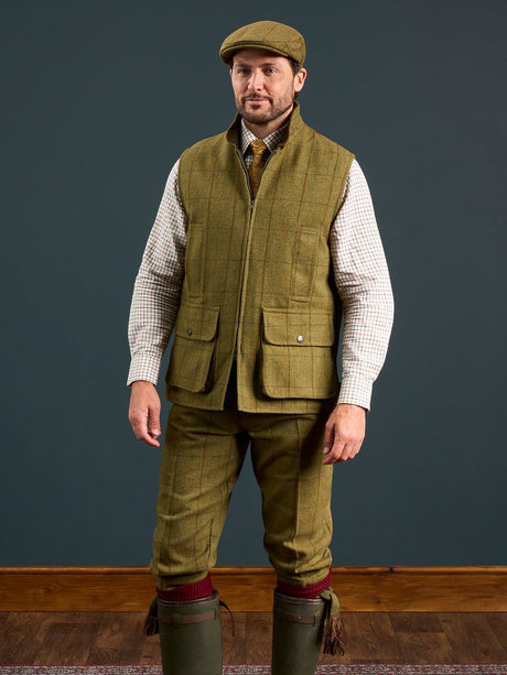 Alan Paine Rutland Mens Zip Waistcoat - Lichen – model front view.