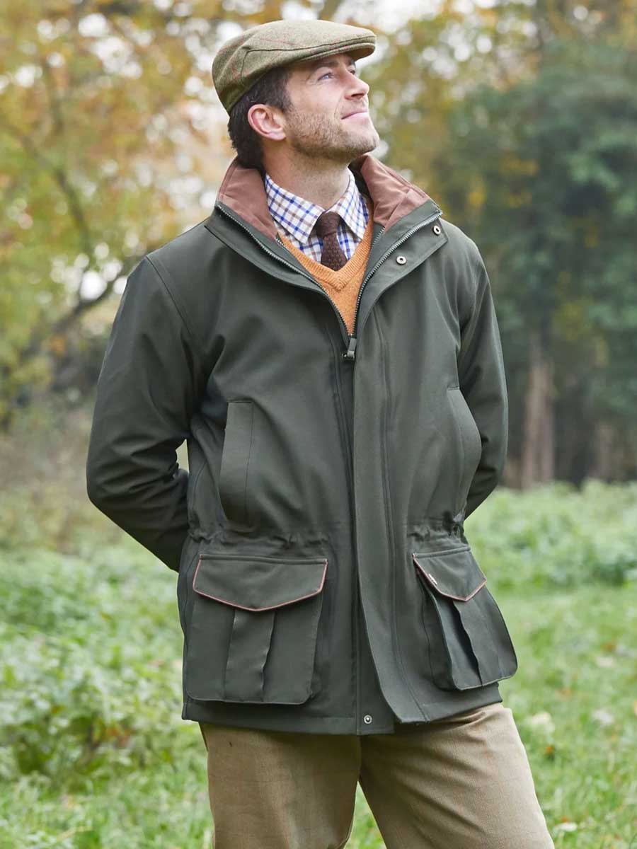 ALAN PAINE Stancombe Mens Waterproof Shooting Coat - Olive