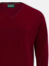 Load image into Gallery viewer, ALAN PAINE Streetly Men&#39;s V Neck Lambswool Jumper - Bordeaux
