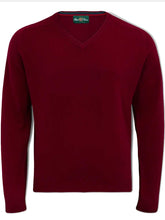 Load image into Gallery viewer, ALAN PAINE Streetly Men&#39;s V Neck Lambswool Jumper - Bordeaux
