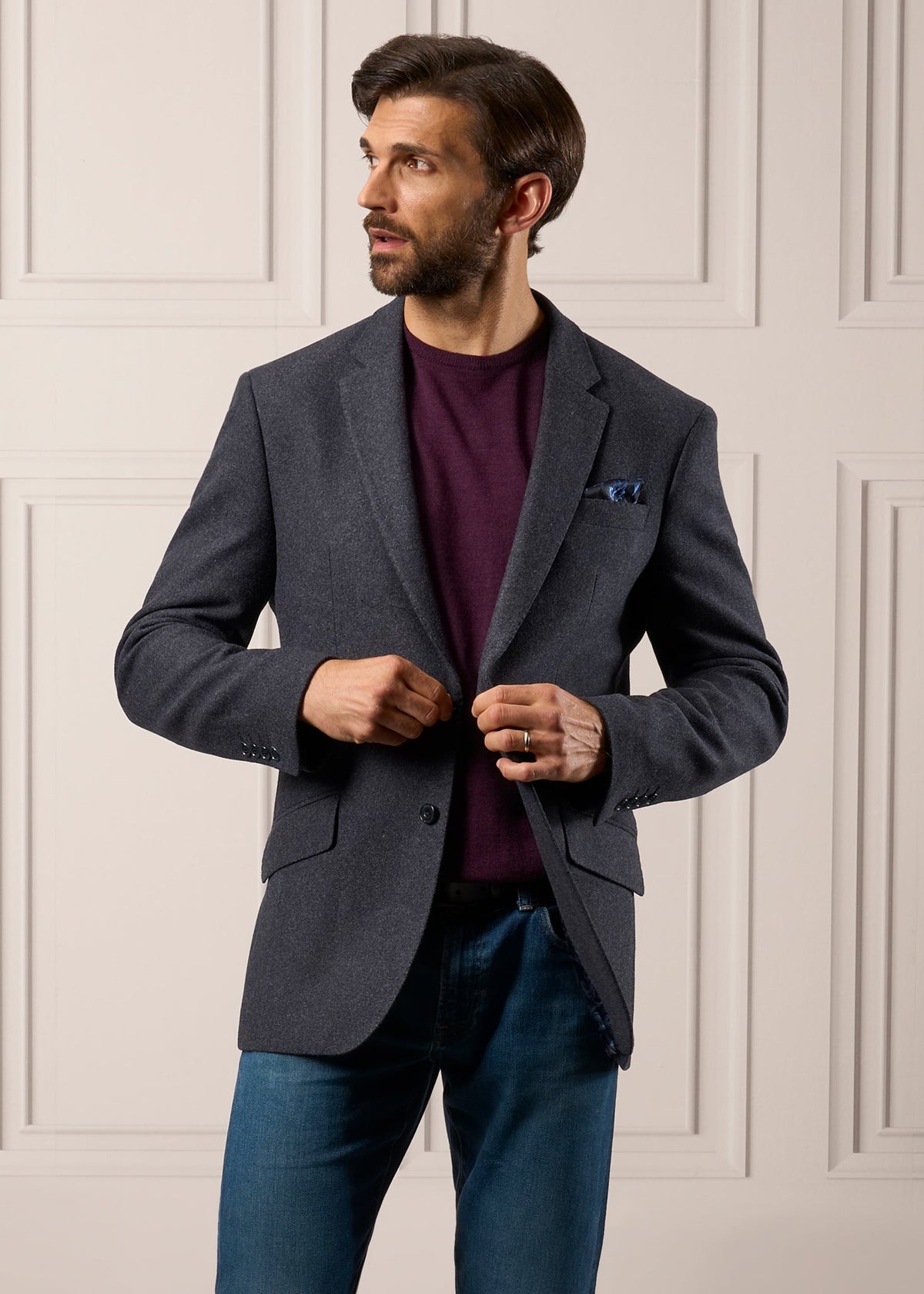ALAN PAINE Surrey Mens Tweed Blazer - Blue