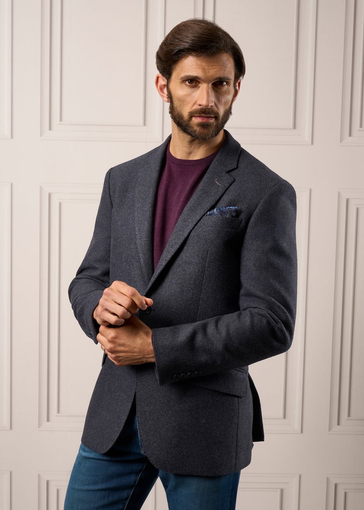 ALAN PAINE Surrey Mens Tweed Blazer - Blue
