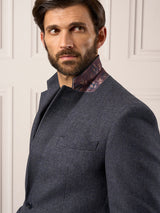 ALAN PAINE Surrey Mens Tweed Blazer - Blue – lapel detail.