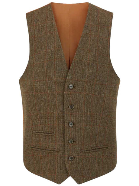 ALAN PAINE Surrey Mens Tweed Lined Waistcoat - Field Maple