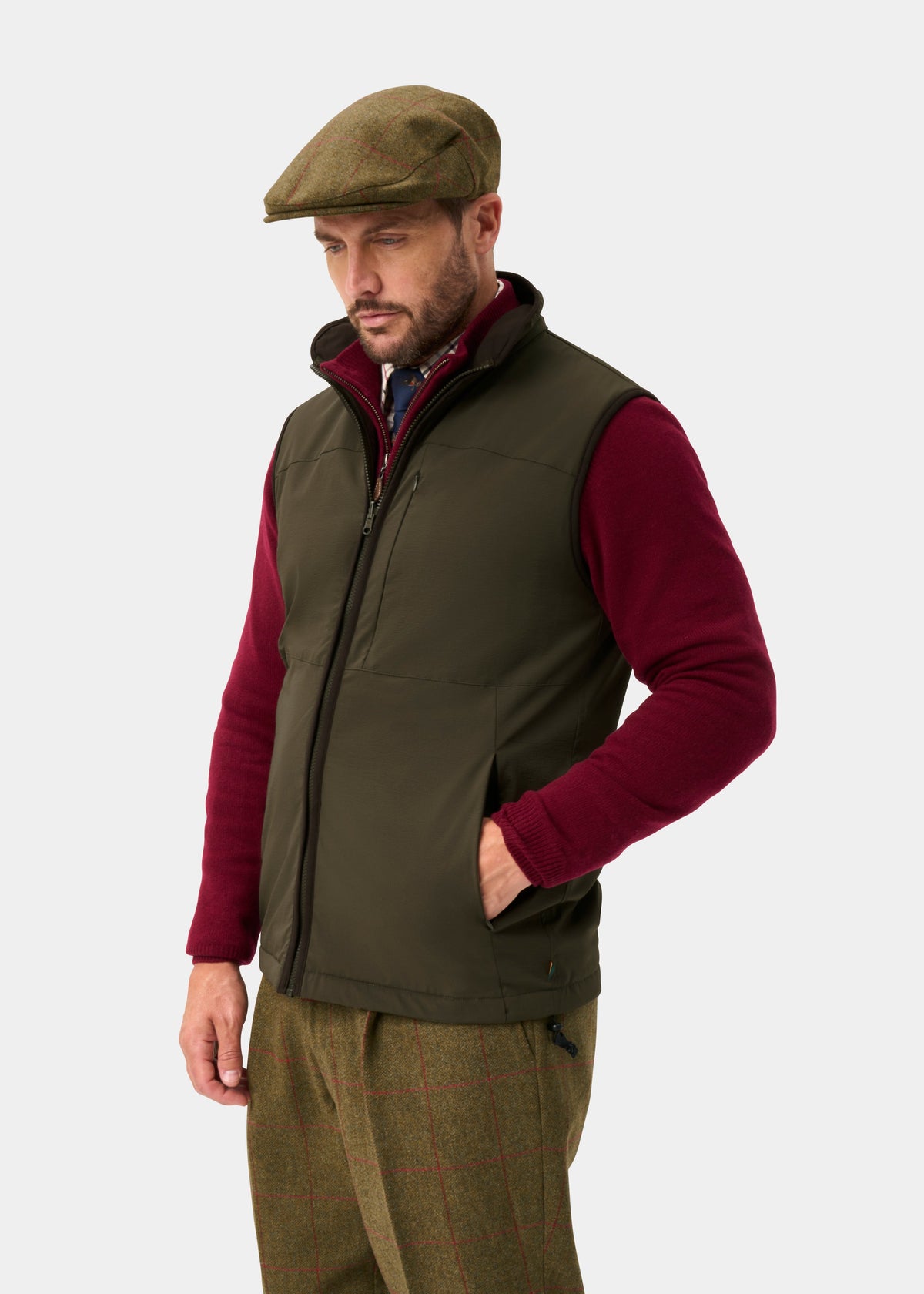 ALAN PAINE Willsden Mens Water Repellent Gilet - Olive