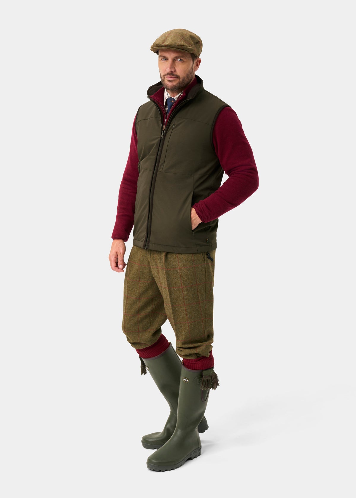 ALAN PAINE Willsden Mens Water Repellent Gilet - Olive