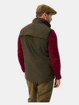 Alan Paine Willsden Mens Water Repellent Gilet - Olive – three-quarter back view on model.