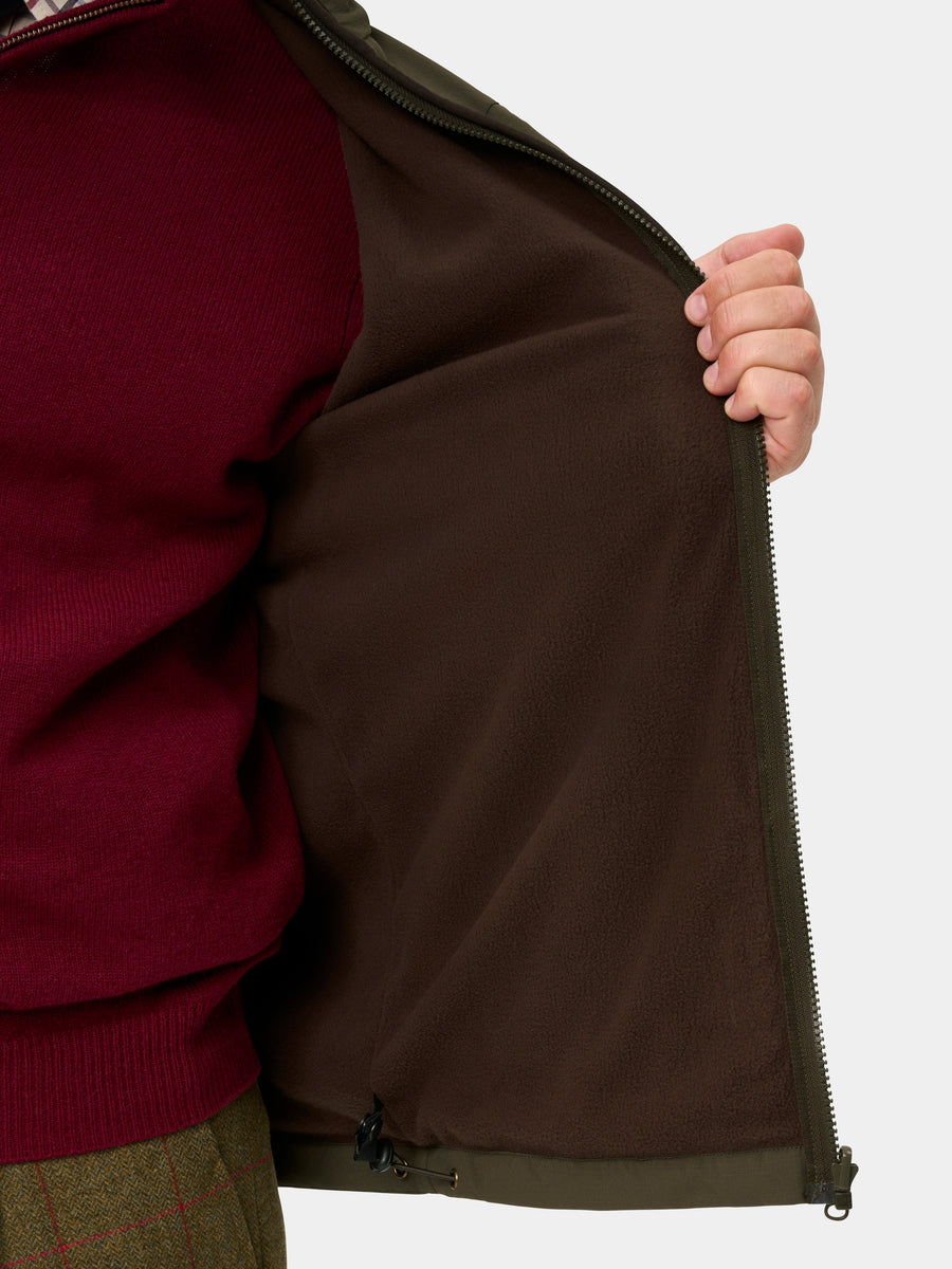 ALAN PAINE Willsden Mens Water Repellent Gilet - Olive – lining detail.