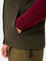 ALAN PAINE Willsden Mens Water Repellent Gilet - Olive – pocket detail.