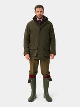Alan Paine Willsden Mens Waterproof Coat - Olive – full-length view on model.
