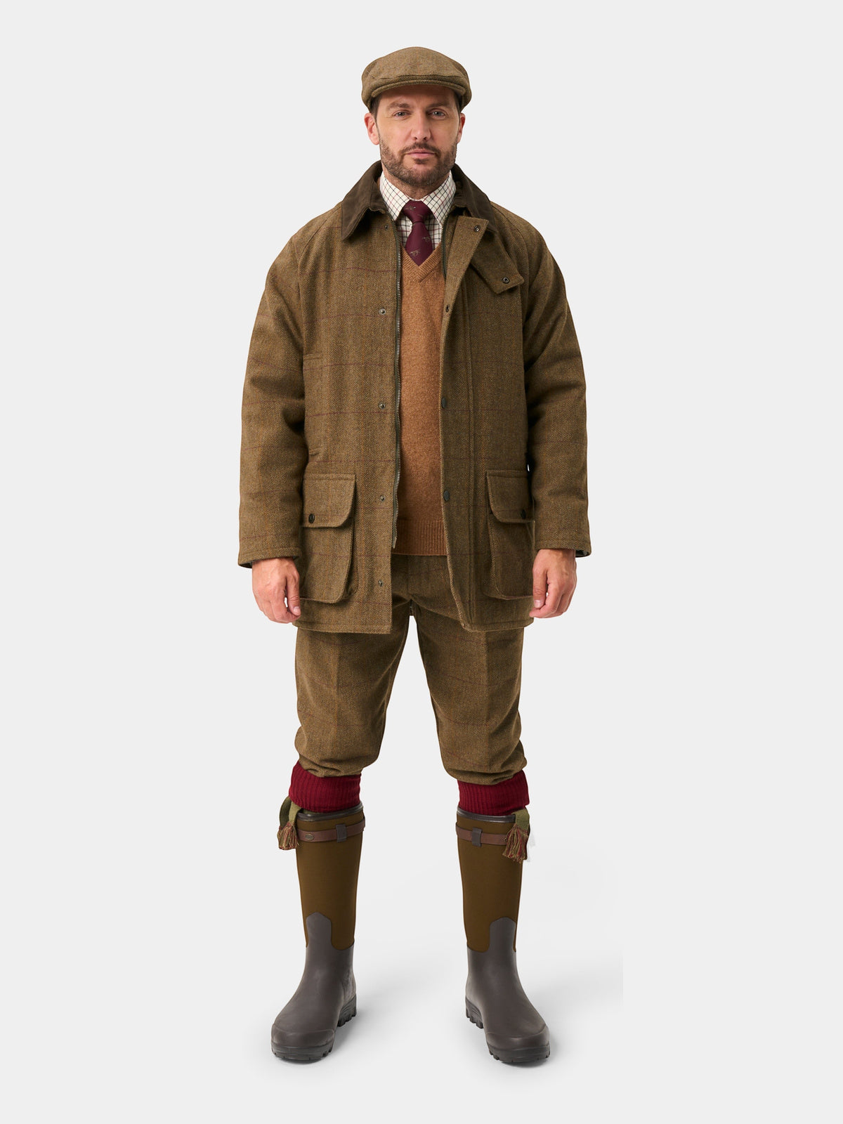 ALAN PAINE Rutland Mens Tweed Waterproof Shooting Coat - Birch