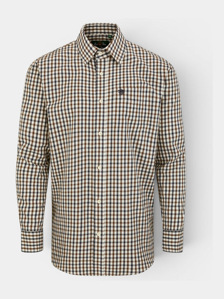 ALAN PAINE Ilkley Mens Country Check Shooting Shirt - Blue & Brown