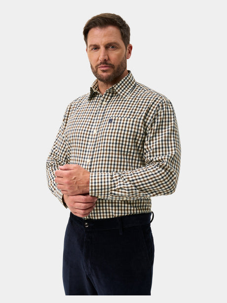 ALAN PAINE Ilkley Mens Country Check Shooting Shirt - Blue & Brown