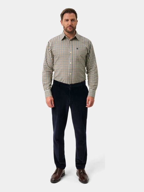 ALAN PAINE Ilkley Mens Country Check Shooting Shirt - Blue & Brown