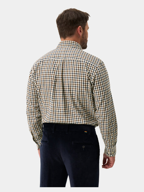 ALAN PAINE Ilkley Mens Country Check Shooting Shirt - Blue & Brown