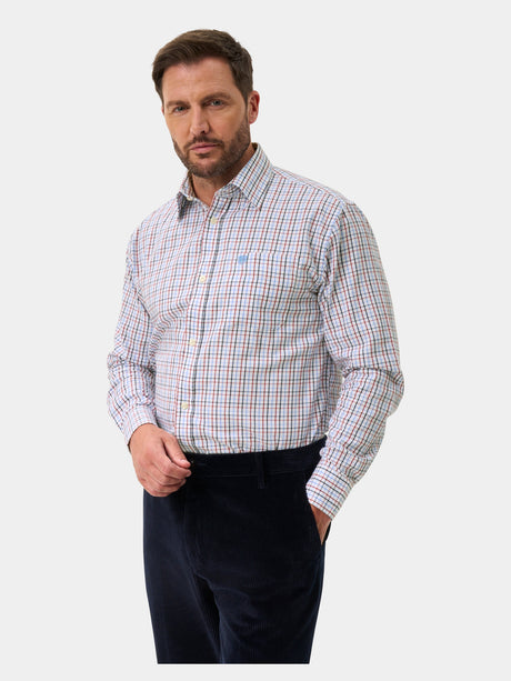 ALAN PAINE Ilkley Mens Country Check Shooting Shirt - Blue & Red
