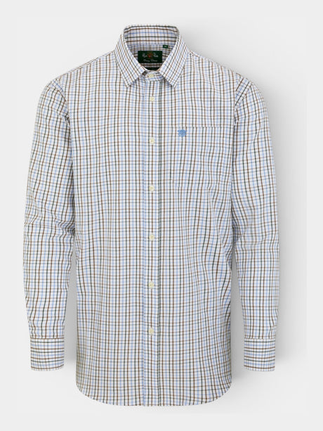 ALAN PAINE Ilkley Mens Country Check Shooting Shirt - Green & Brown