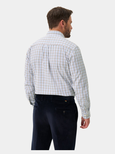ALAN PAINE Ilkley Mens Country Check Shooting Shirt - Green & Brown