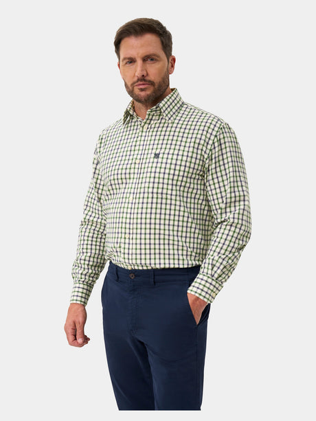 ALAN PAINE Ilkley Mens Country Check Shooting Shirt - Blue & Green