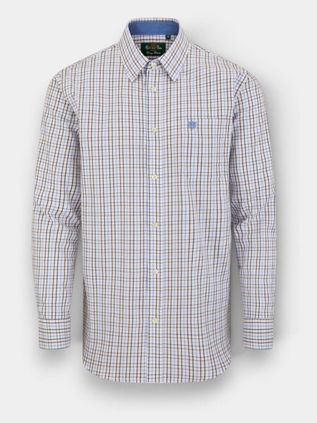 ALAN PAINE Aylesbury Mens Country Check Shirt - Green & Brown