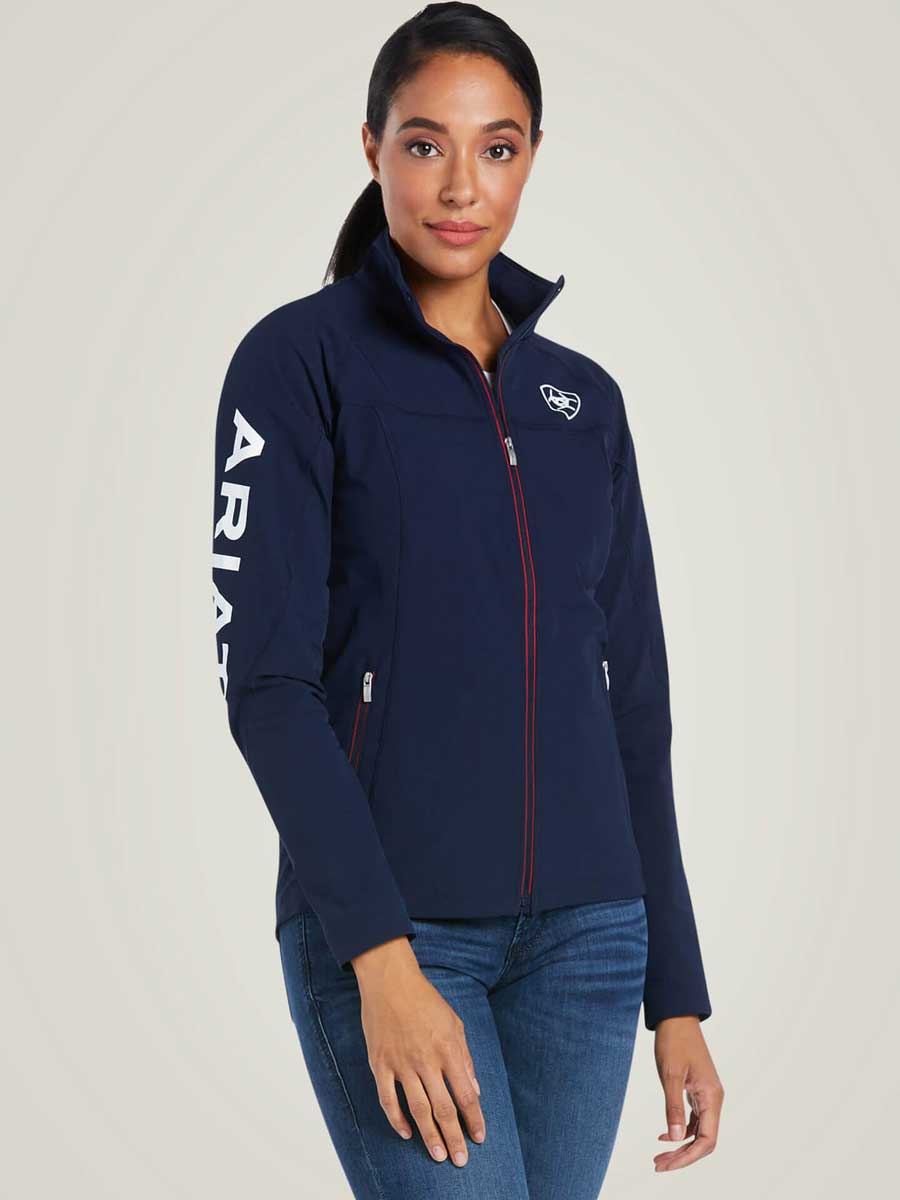 ARIAT Agile Softshell Jacket - Womens - Navy & Red