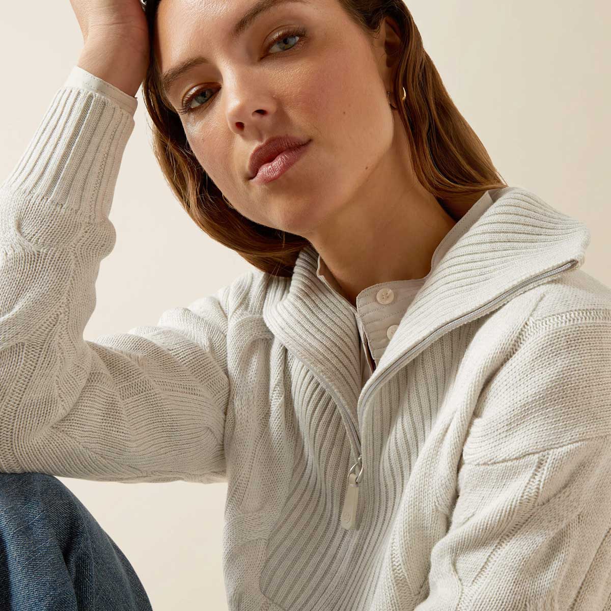 ARIAT Alamere Half Zip Sweater - Womens - Moonstruck Heather