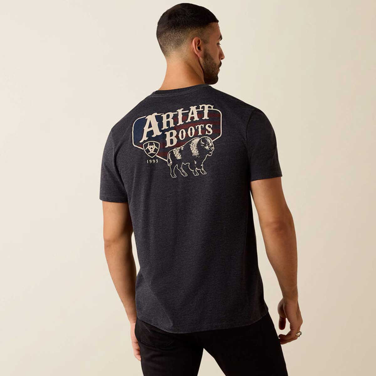 ARIAT American Bison Classic Fit T-Shirt - Mens - Charcoal