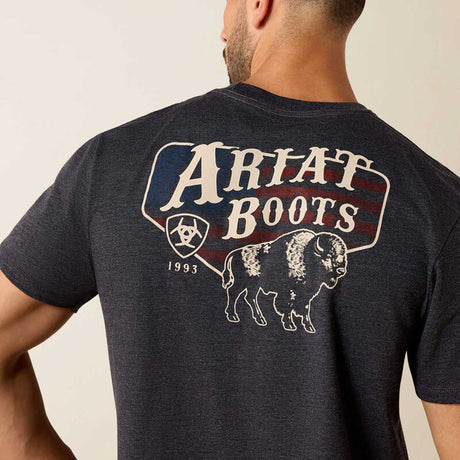 ARIAT American Bison Classic Fit T-Shirt - Mens - Charcoal