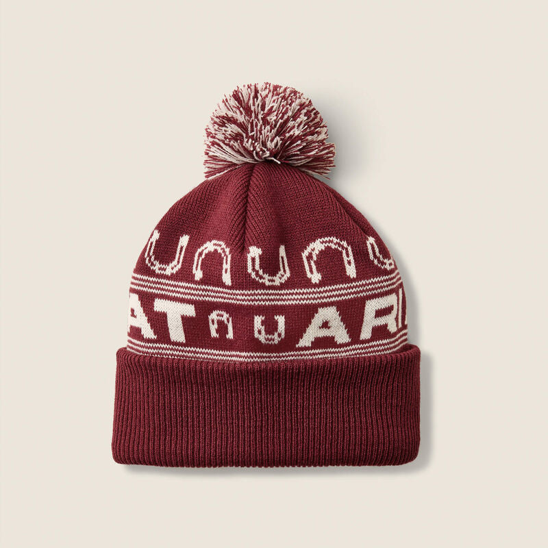 Ariat Apres Ski Beanie in Burgundy, detail view 1