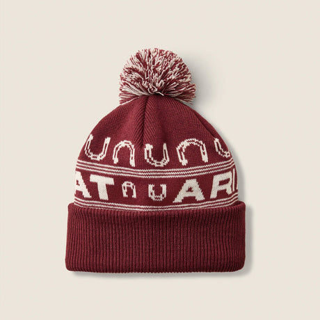 Ariat Apres Ski Beanie in Burgundy, detail view 1