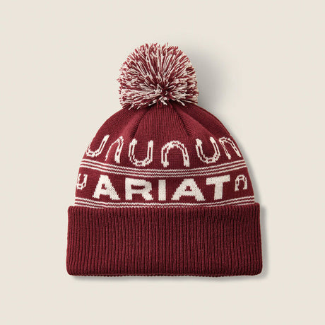 Ariat Apres Ski Beanie in Burgundy, front view